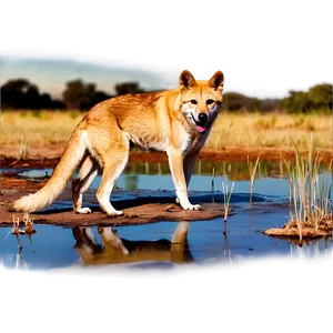 Dingo Waterhole Scene Png 06202024 PNG Image