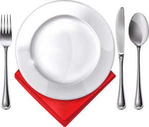 Plate Spoon Knife Fork And Red Napkin Png Clipart - Plate Fork Spoon Png, Transparent Png PNG with transparent background