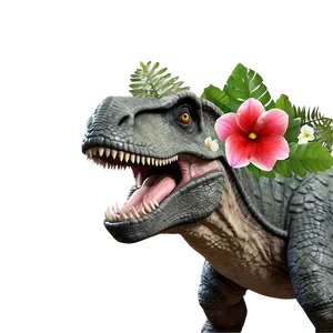 Dino With Flowers Png 75 PNG Image