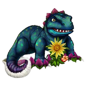 Dino With Flowers Png Mdn13 PNG Image