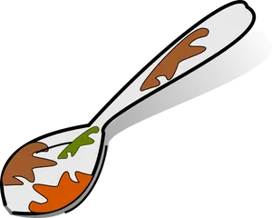 Dirty Spoon Cartoon Illustration PNG Image