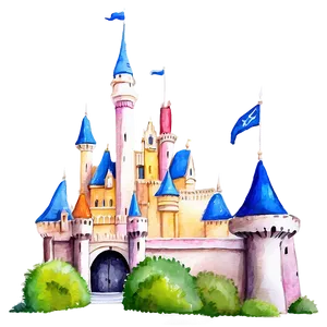 Disney Castle Watercolor Painting Png Tpp PNG Image