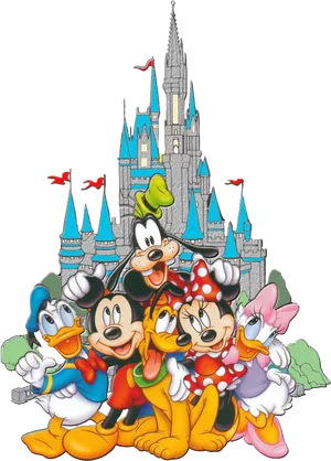 Disney Characters Castle Backdrop PNG Image