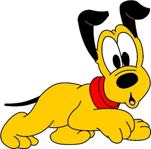 Disney Pluto Lying Down Cartoon PNG Image