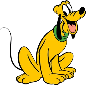 Disney Pluto Sitting Happily PNG Image