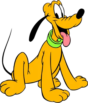 Disney Pluto Sitting Happy PNG Image