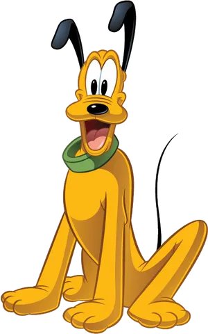 Disney Pluto Sitting Happy PNG Image