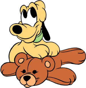 Disney Pluto With Teddy Bear PNG Image