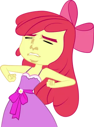 Displeased Cartoon Characterin Purple Dress PNG Image