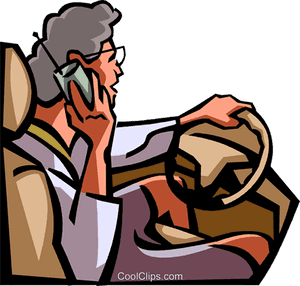 Driving While Talking On Her Cell Phone Royalty Free - Using Mobile Phone While Driving Cartoon PNG image with transparent background