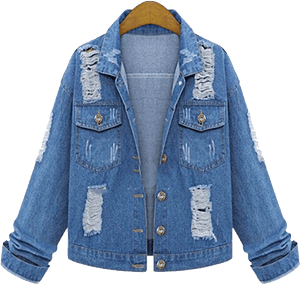 Distressed Denim Jacket PNG image with transparent background