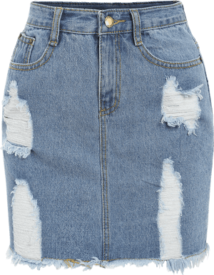 Distressed Denim Skirt Fashion PNG image with transparent background