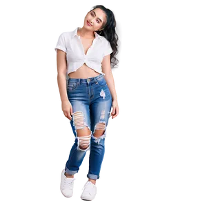 Distressed Folded Jeans Png Emk PNG Image