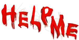 Distressed Red Help Me Text PNG Image