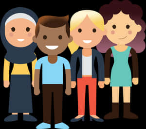 Diverse Cartoon Characters PNG image with transparent background