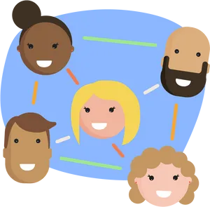 Diverse Cartoon Faces Circle PNG Image