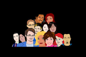 Diverse Cartoon Faces Group PNG image with transparent background