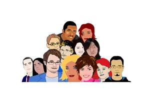 Diverse Cartoon Faces Group PNG Image