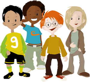 Diverse_ Cartoon_ Friends_ Group PNG image with transparent background