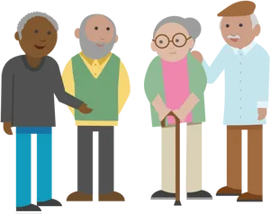 Diverse Elderly People Standing Together PNG Image