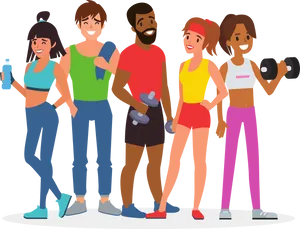 Diverse Fitness Group Posing PNG Image