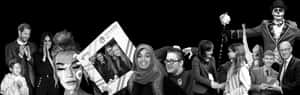Diverse Group Collage Blackand White PNG image with transparent background
