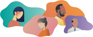 Colourful Silhouettes Of Two Women And Two Men Suffering - Cartoon, HD Png Download PNG