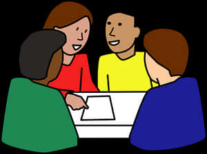 Diverse Group Meeting Cartoon PNG image with transparent background