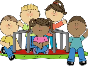 Diverse Groupof Cartoon Children PNG Image