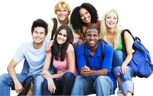 Diverse Groupof Students Smiling PNG Image