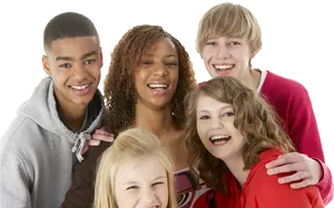 Diverse Groupof Teen Friends Laughing PNG Image