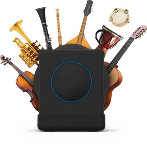 Diverse Musical Instrumentsand Speaker PNG Image