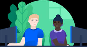 Diverse Office Team Working PNG with transparent background
