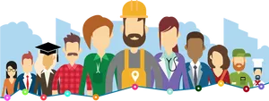 Diverse Professions Vector PNG Image