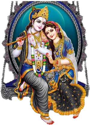 Divine_ Couple_ Radha_ Krishna_ Art PNG Image