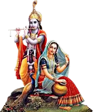 Divine_ Couple_ Radha_ Krishna PNG Image