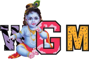 Divine Infant Krishna Flute PNG Image