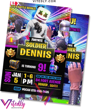 Dj Marshmello Invitation, Dj Marshmello Birthday Invitation - Marshmello Fortnite Birthday Invitations, HD Png Download PNG image with transparent background