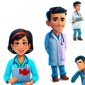 Doctor Cartoon Character Set Png 06212024 PNG Image