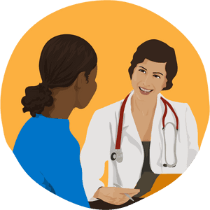Transparent Doctor Talking To Patient Clipart - Doctor With Patient Cartoon, HD Png Download PNG with transparent background