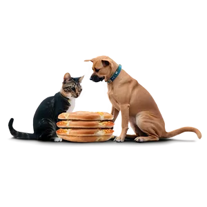 Dog And Cat Eating Together Png 2 PNG Image