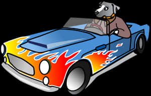 Dog Driving Race Car Cartoon PNG image with transparent background