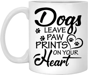 Dog Paw Prints Heart Mug PNG Image