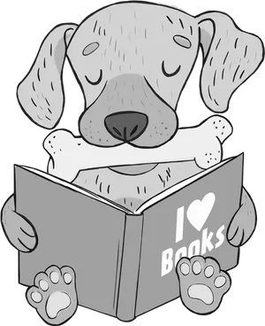 Dog Reading Love Books PNG Image