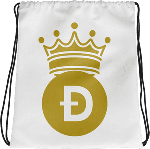 Dogecoin Branded Drawstring Bag PNG image with transparent background