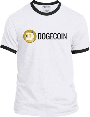 Dogecoin Branded T Shirt Design PNG image with transparent background
