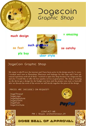 Dogecoin Graphic Shop Advertisement PNG Image