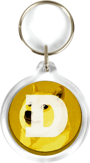 Dogecoin Keychain Accessory PNG image with transparent background