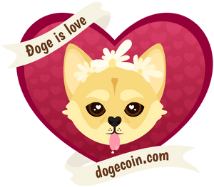 Dogecoin Love Heart Graphic PNG image with transparent background