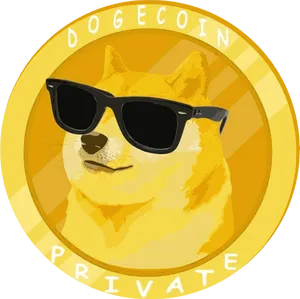 Dogecoin Private Sunglasses Coin Design PNG Image